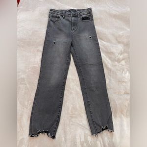Kendall & Kylie 'Icon High Rise Straight' distressed grey jeans